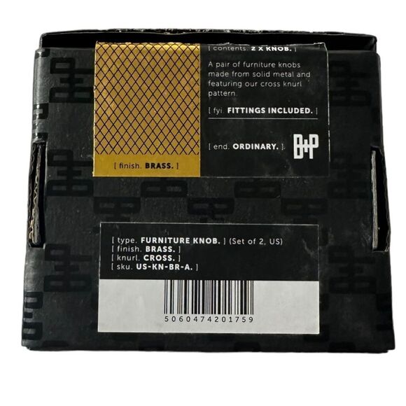 BUSTER & PUNCH Furniture Knob in Brass, Cross Knurl Pattern - #1 knob - Picture 6 of 7